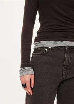 Bibi bluse Dark Brown/Grey Mel. Oval Square 